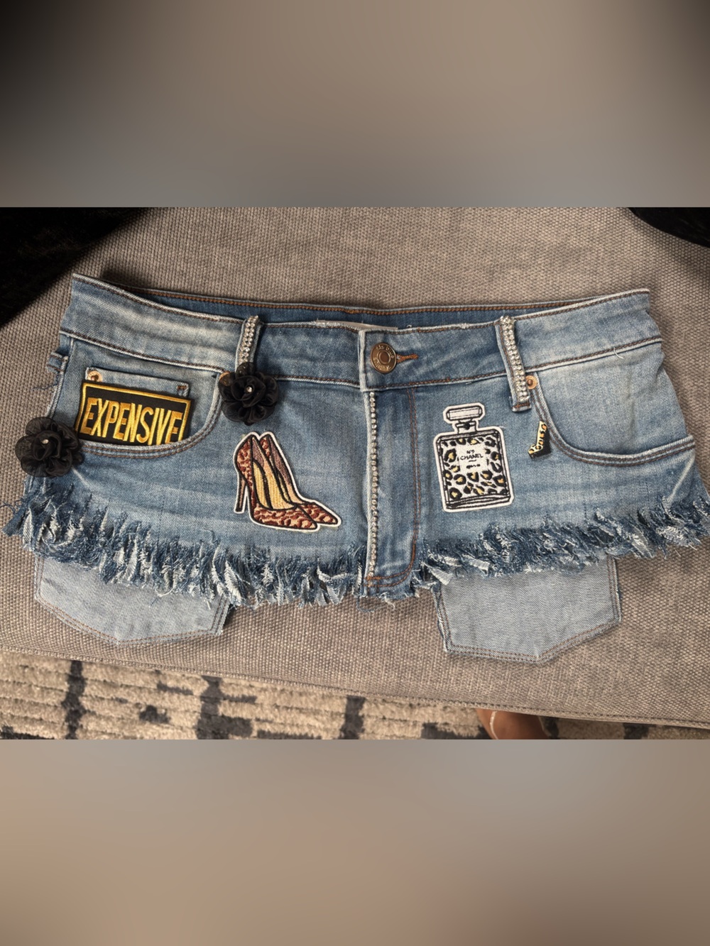 Denim waist belt with Patches